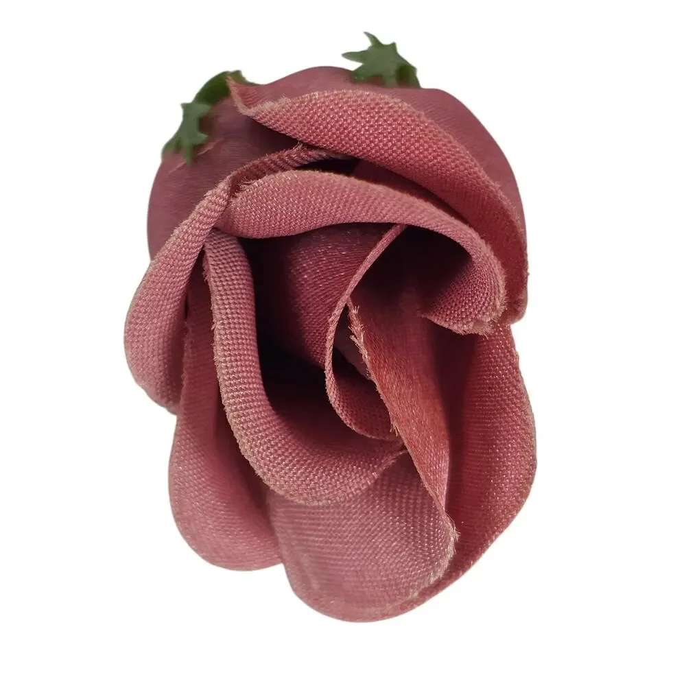 50 Mauve Pink Satin Rose Buds Stemless Wedding Floral Craft DIY 2 inch
